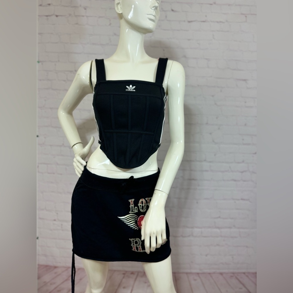 ADIDAS Originals Women's Ribbed Corset Tank in black size 10 NWoT